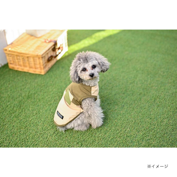 バイカラーカットソー カーキ MDサイズ ペット服(犬の服)