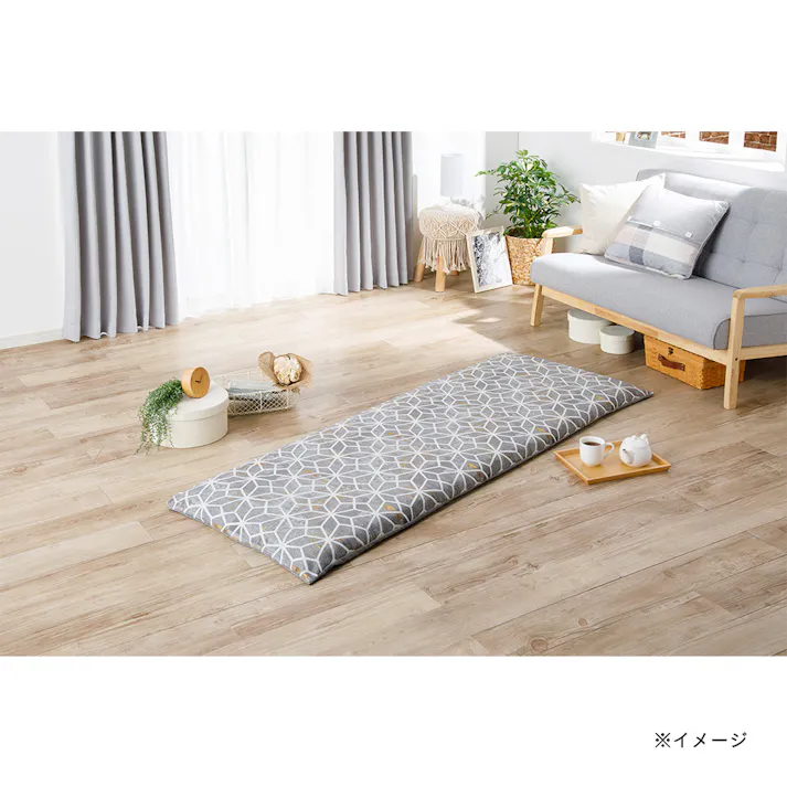 ロングフロアクッションカバー エデルリーフ グレー 68×185cm※カバーのみ