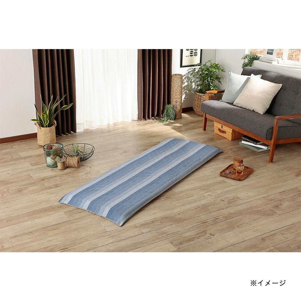 ロングフロアクッションカバー 葵 ブルー 68×185cm※カバーのみ