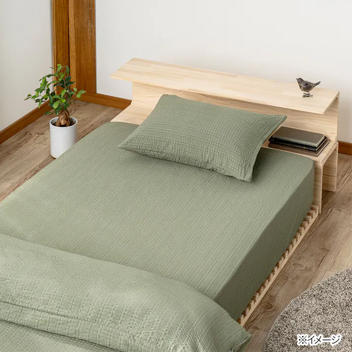 さらっとした肌触りのBOXシーツ グリーン シングル※カバーのみ