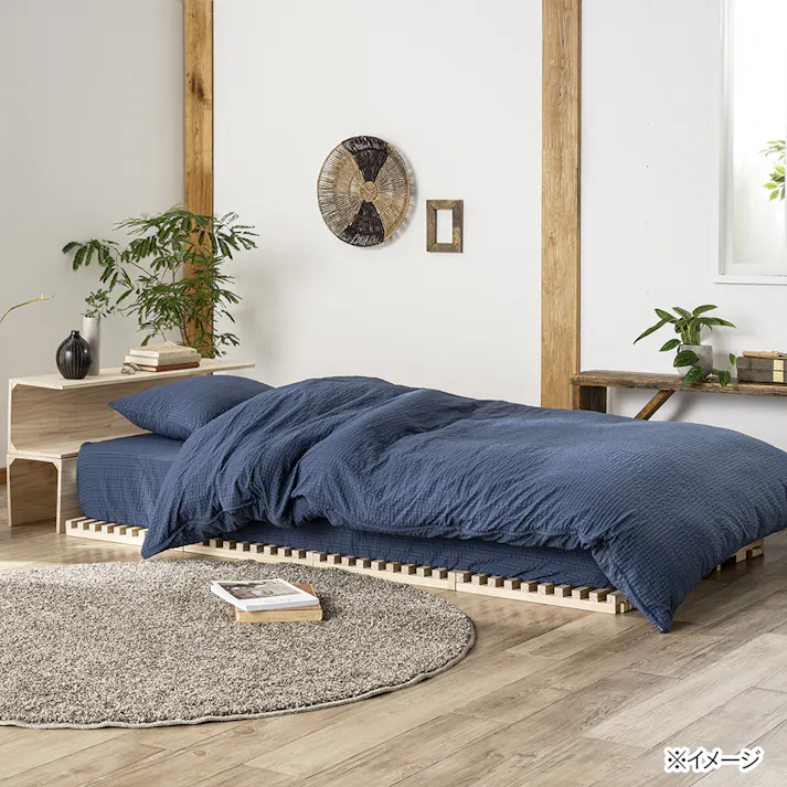 さらっとした肌触りのBOXシーツ ネイビー ダブル※カバーのみ