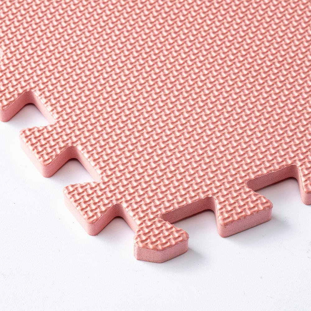 縁付大判ジョイントフロアマット 4枚組 ホワイト ピンク | ラグ