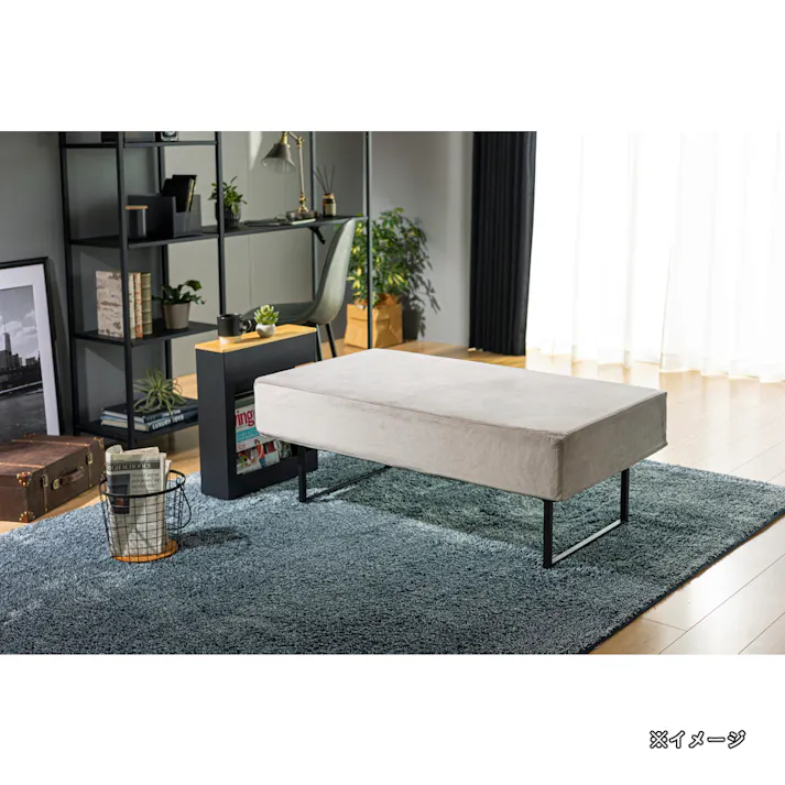 テーブルにもなるソファフレーム ブラック 幅105cm 奥行50cm 高さ26cm 重量約9.7kg 2人掛けソファ すべり止めシート付