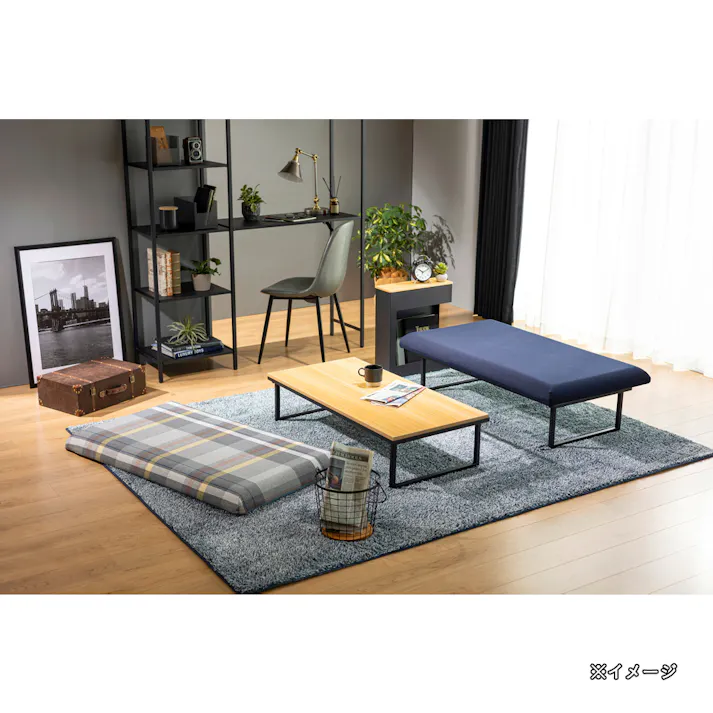 テーブルにもなるソファフレーム ブラック 幅105cm 奥行50cm 高さ26cm 重量約9.7kg 2人掛けソファ すべり止めシート付