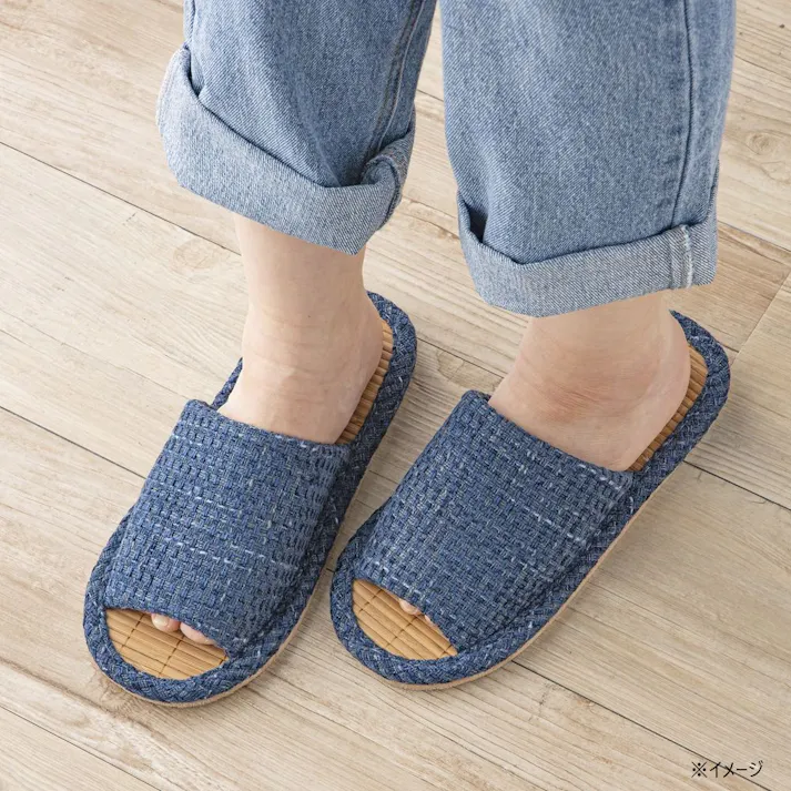 天然素材 竹スリッパ ブルー M