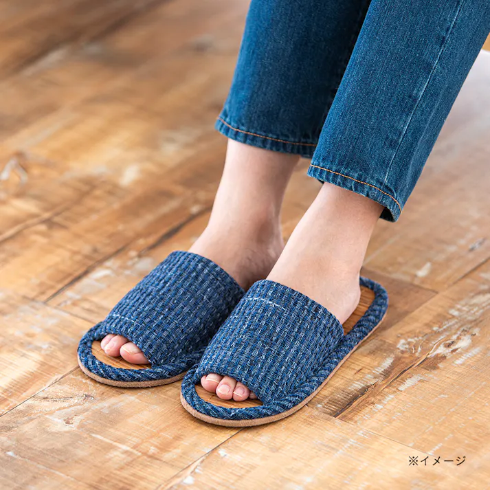 天然素材 竹スリッパ ブルー M