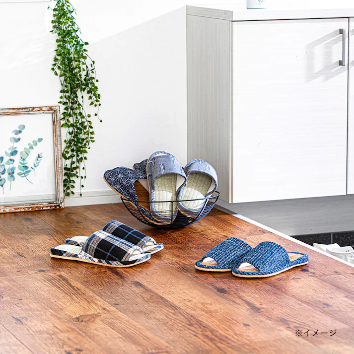 天然素材 竹スリッパ ブルー M