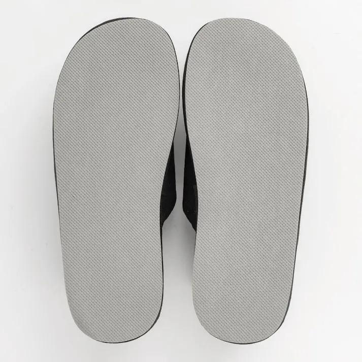 天然素材 丸竹厚底スリッパ ブラック L