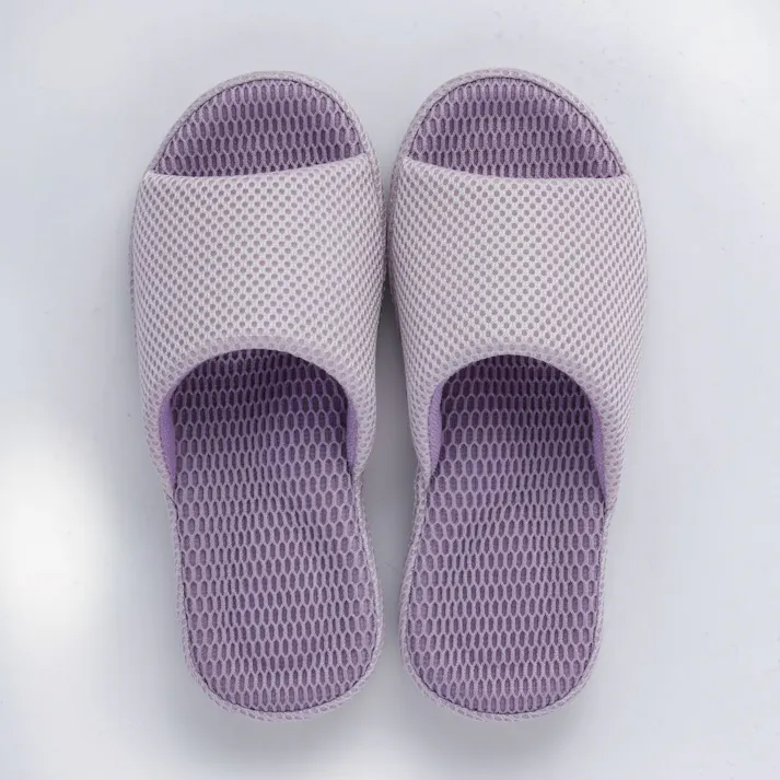 ダブルメッシュ立体インソールスリッパ パープル M