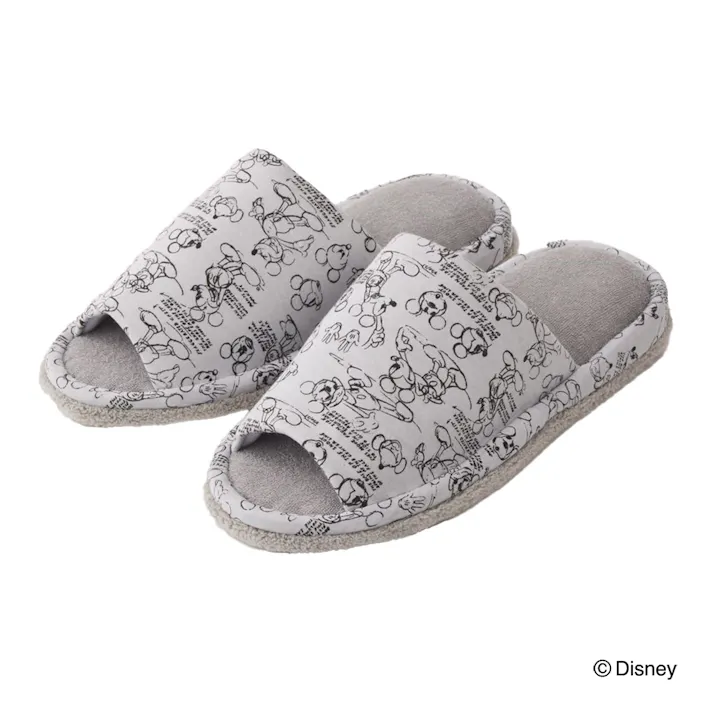 掃除もできるスリッパ ミッキーマウス グレー M