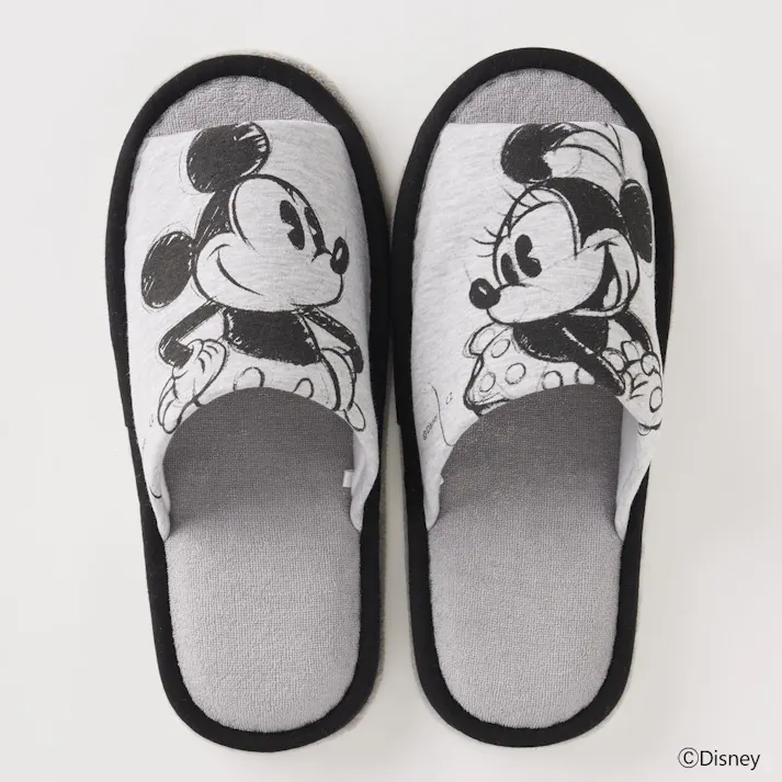 掃除もできるスリッパ ミッキーマウス&ミニーマウス L