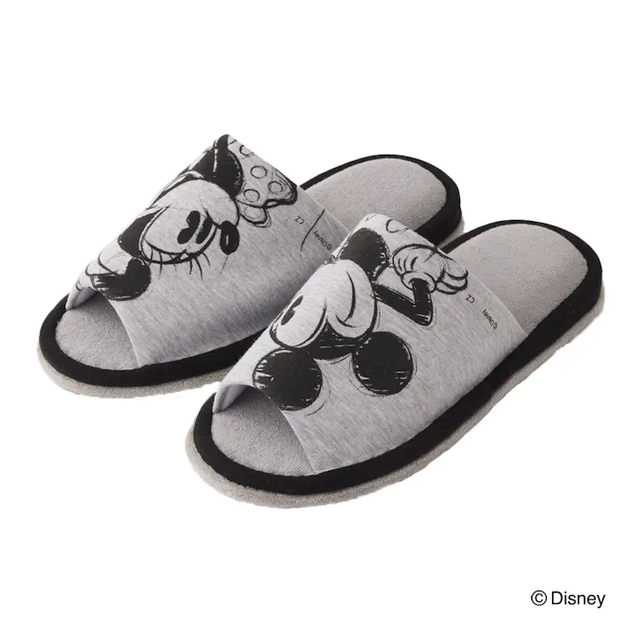 掃除もできるスリッパ ミッキーマウス&ミニーマウス L