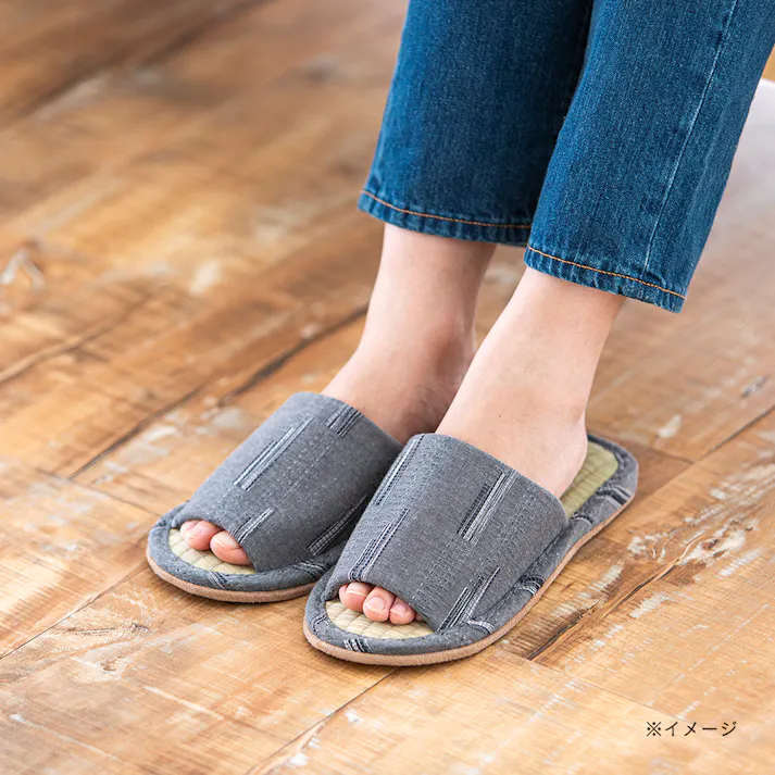 天然素材 い草スリッパ すかしグレー M