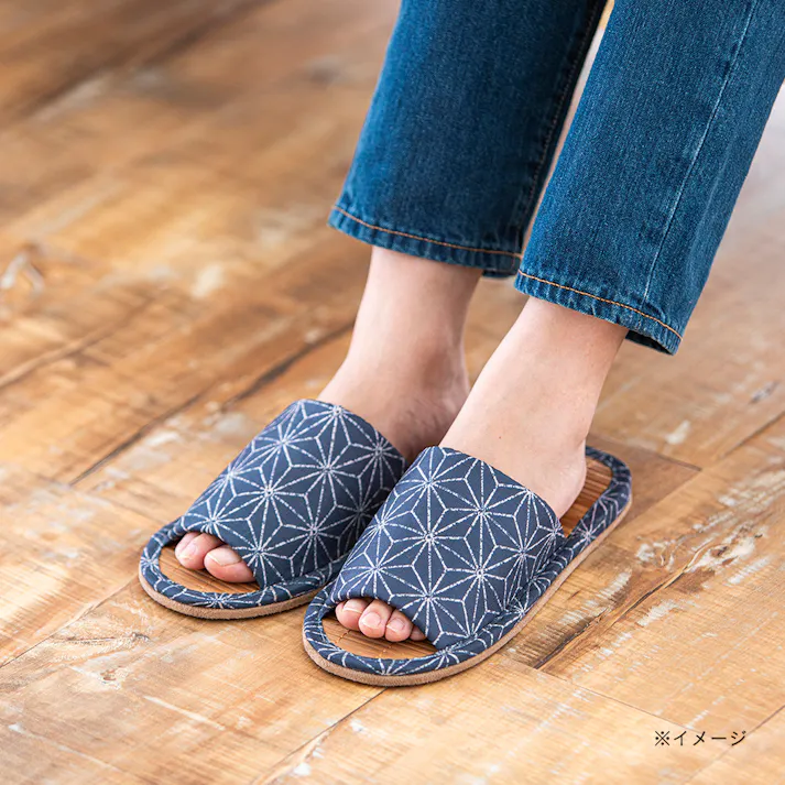天然素材 竹スリッパ ネイビー L