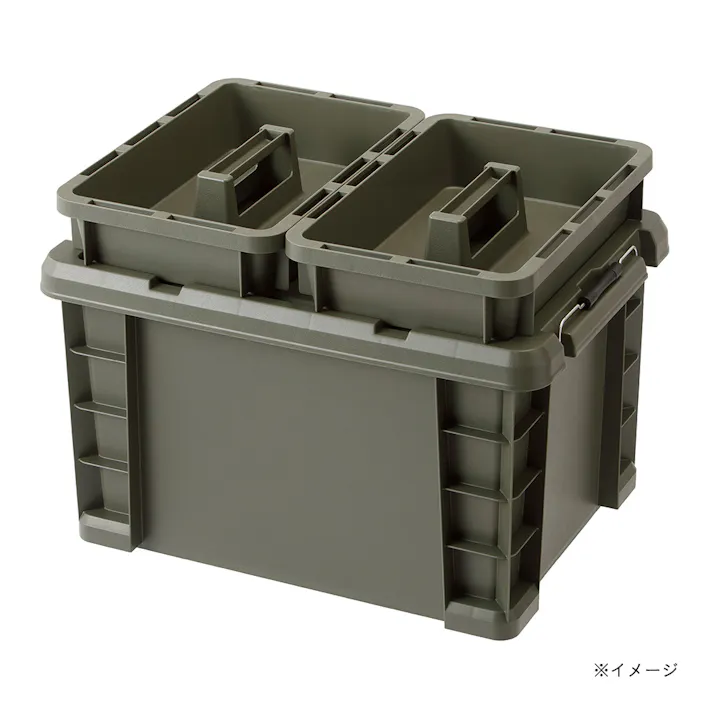 カインズ PRO 耐候材 蓋付コンテナ 25 グリーン 幅29.5cm 奥行44.3cm 高さ25.9cm