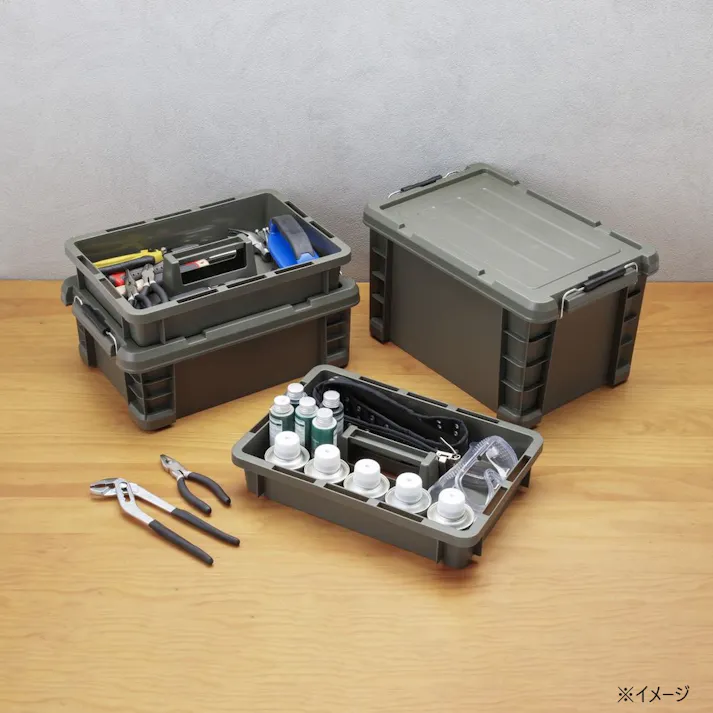 カインズ PRO 耐候材 蓋付コンテナ 22 グリーン 幅37.9cm 奥行54.5cm 高さ20.3cm