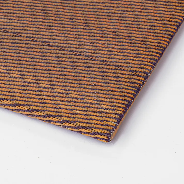 ずれにくい縁無システム畳 チェック ブラウン 82×82cm