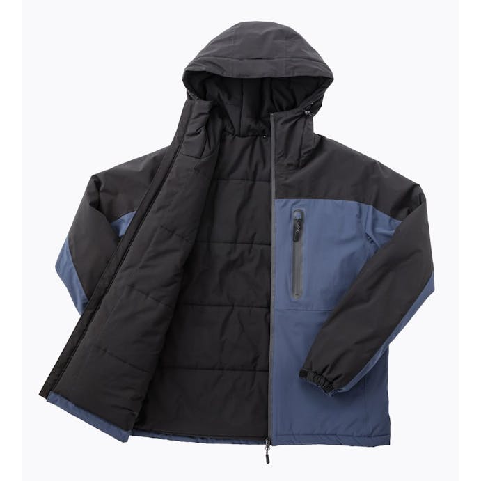 防水防寒中綿フードジャケット L ブラック/ネイビー(販売終了)