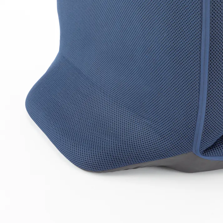 カバーが洗えるレバー式倒れにくい座椅子 ネイビー 幅50cm 奥行65~119cm 高さ16~73cm リクライニング フルフラット ヘッドギア調整可