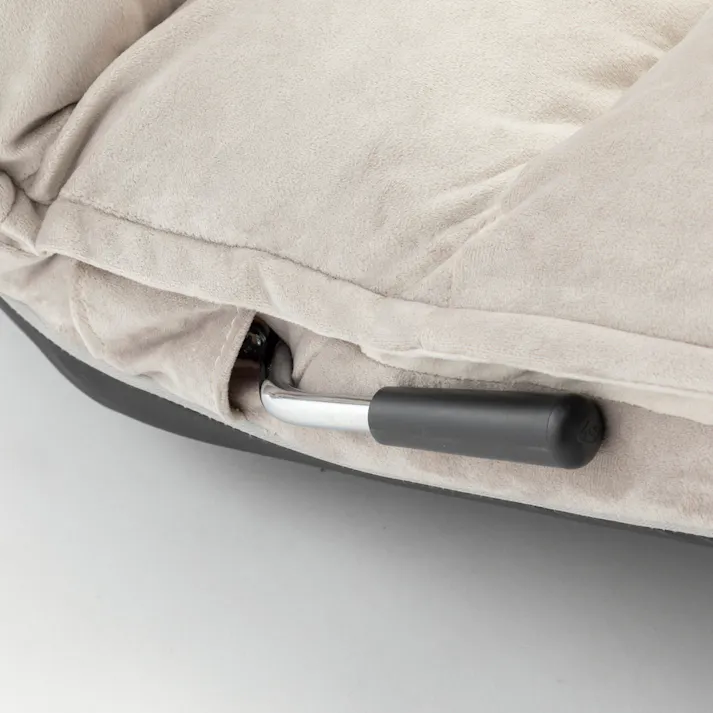 レバー式倒れにくいフットダウン座椅子 グレー 幅57cm 奥行88~155cm 高さ16~87cm リクライニング フルフラット ハイバック ヘッドギア