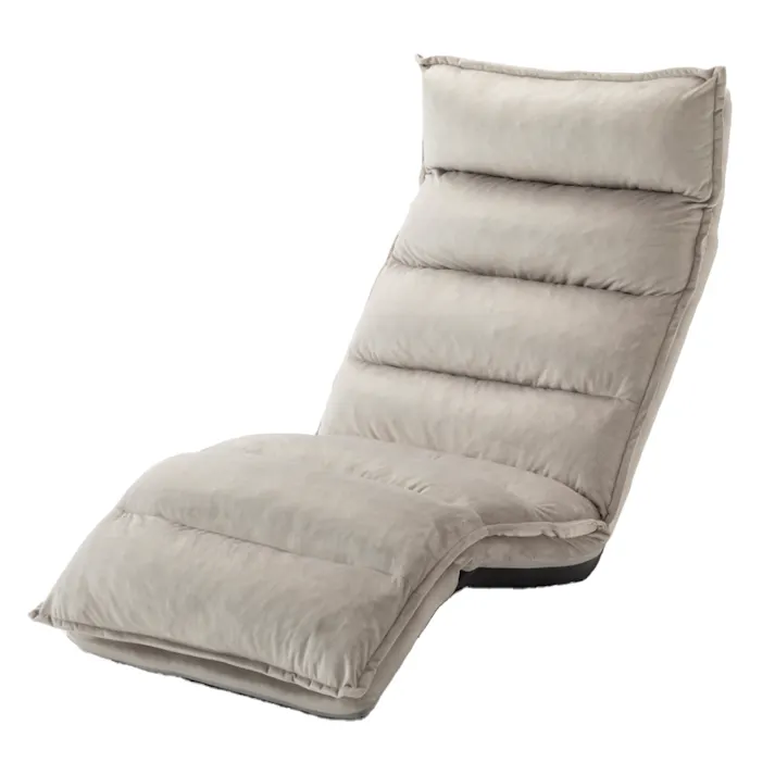 レバー式倒れにくいフットダウン座椅子 グレー 幅57cm 奥行88~155cm 高さ16~87cm リクライニング フルフラット ハイバック ヘッドギア