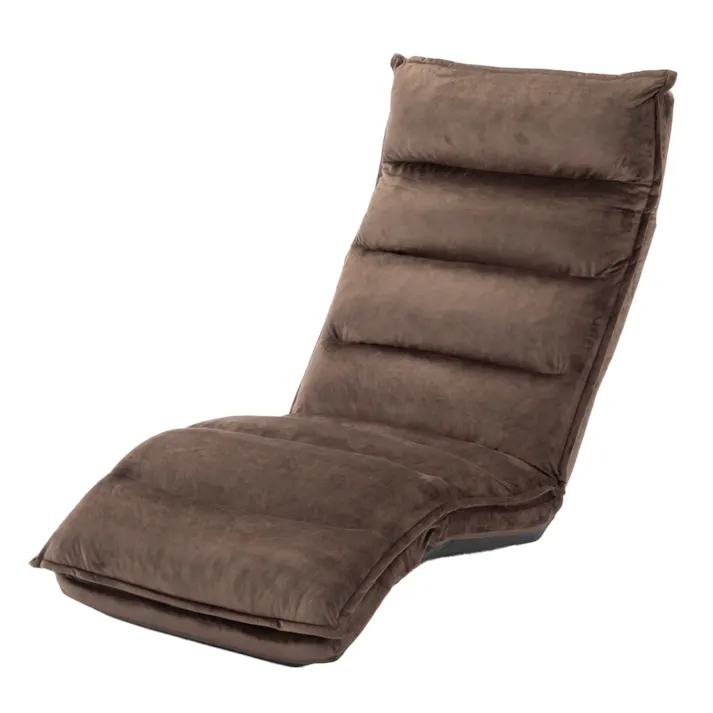 レバー式倒れにくいフットダウン座椅子 ブラウン 幅57cm 奥行88~155cm 高さ16~87cm リクライニング フルフラット ハイバック ヘッドギア