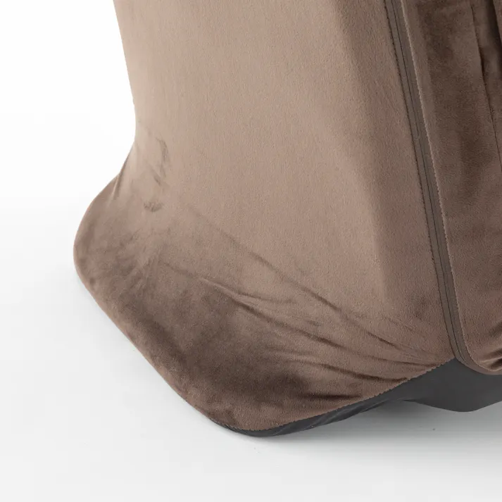 レバー式倒れにくいフットダウン座椅子 ブラウン 幅57cm 奥行88~155cm 高さ16~87cm リクライニング フルフラット ハイバック ヘッドギア