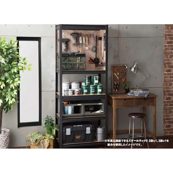 カインズ 連結できるスチールラックS 3段 ブラック 幅82cm 奥行42cm 高さ92cm(販売終了)