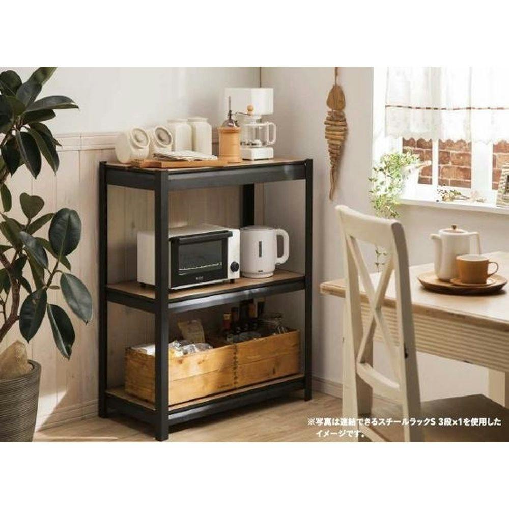 カインズ 連結できるスチールラックS 2段 ブラック 幅82×奥行42×高さ
