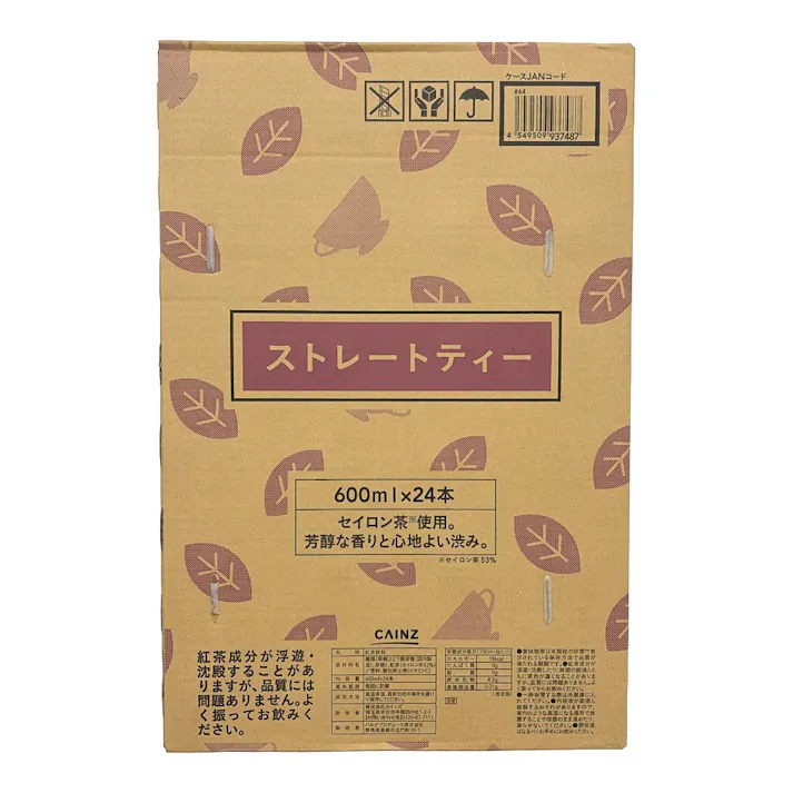 【ケース販売】CAINZ ストレートティー 600ml×24本