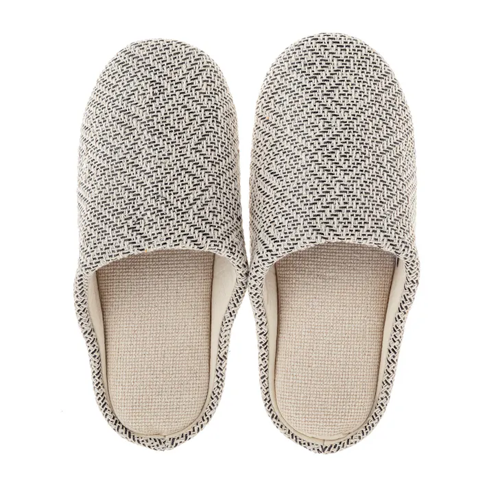 ふんわりコットンルームスリッパ ダイヤ ブラック L