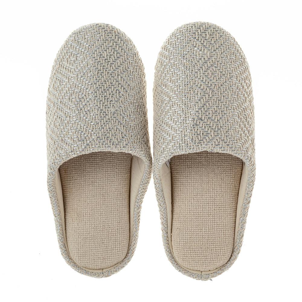 ふんわりコットンルームスリッパ ダイヤ シルバー L | スリッパ