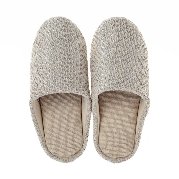 ふんわりコットンルームスリッパ ダイヤ シルバー M