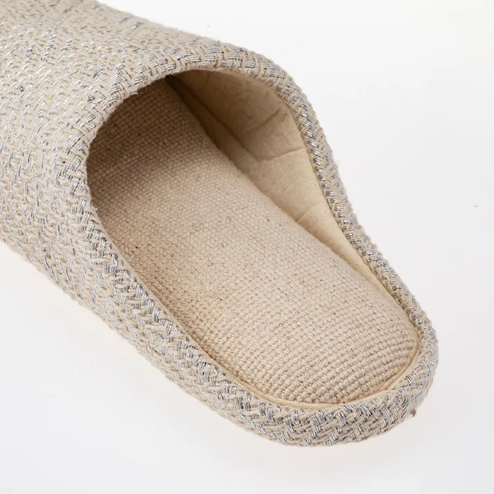 ふんわりコットンルームスリッパ ダイヤ シルバー M