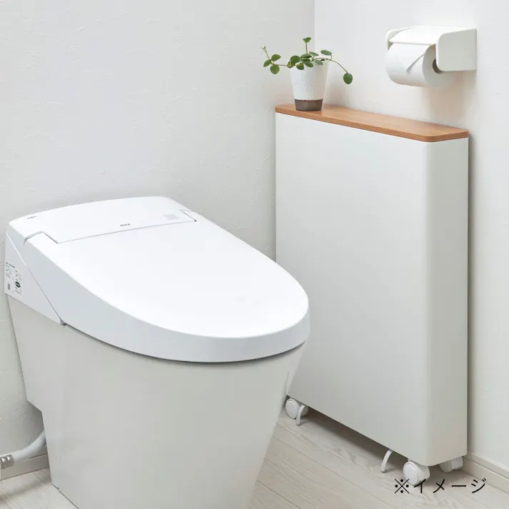 棚の高さが変えられる スリムトイレ収納 ワイド ホワイト