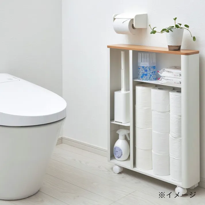 棚の高さが変えられる スリムトイレ収納 ワイド ホワイト