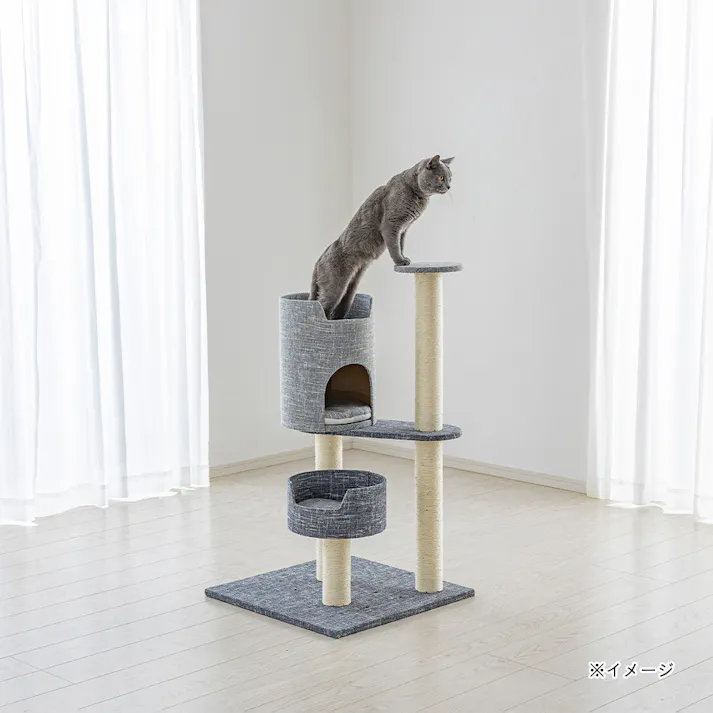 連結できるキャットインテリアタワー ハウス グレー