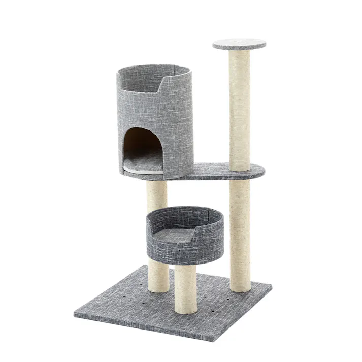 連結できるキャットインテリアタワー ハウス グレー