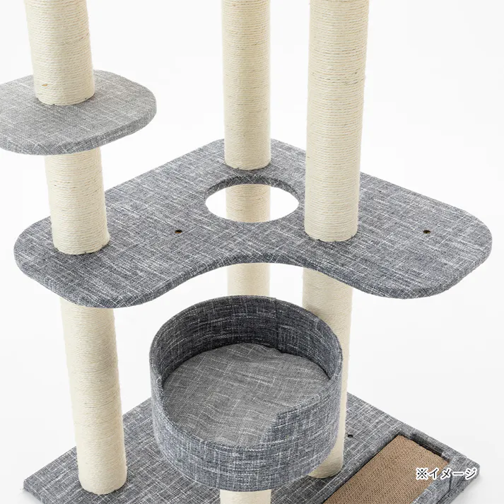 連結できるキャットインテリアタワー コーナー グレー