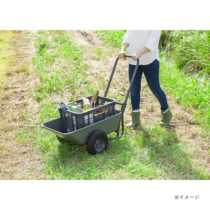 カインズ コンテナを載せやすい折りたたみスリム二輪車 ノーパンク CKN-01DGN