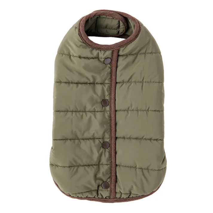 【送料無料】中綿ベスト カーキ SSサイズ ペット服(犬の服)