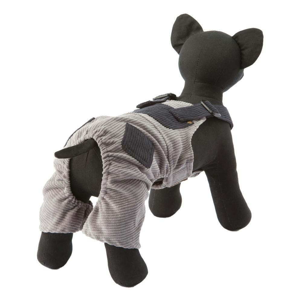 送料無料】コーデュロイオーバーオール グレー Mサイズ ペット服(犬の