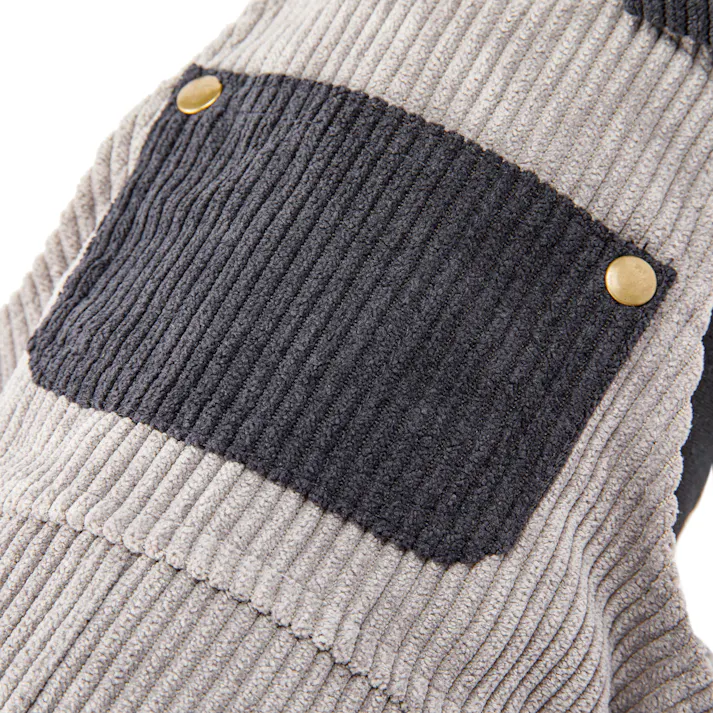 【送料無料】コーデュロイオーバーオール グレー Mサイズ ペット服(犬の服)