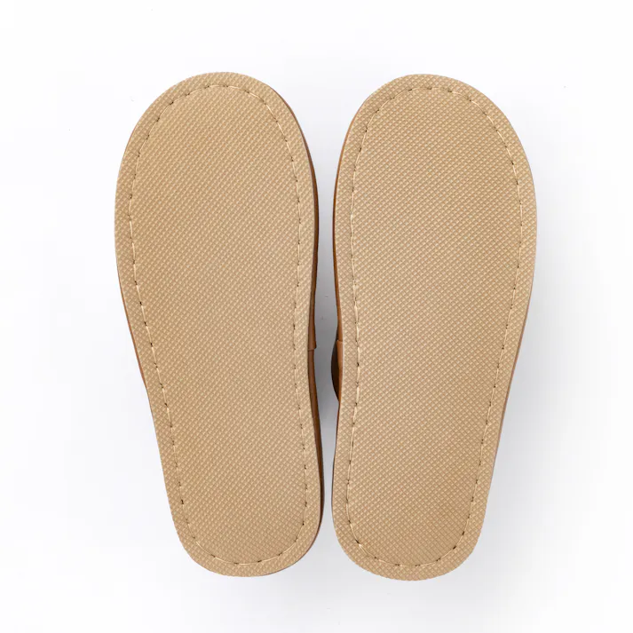 濡れても汚れても拭けるレザー調スリッパ ブラウン M