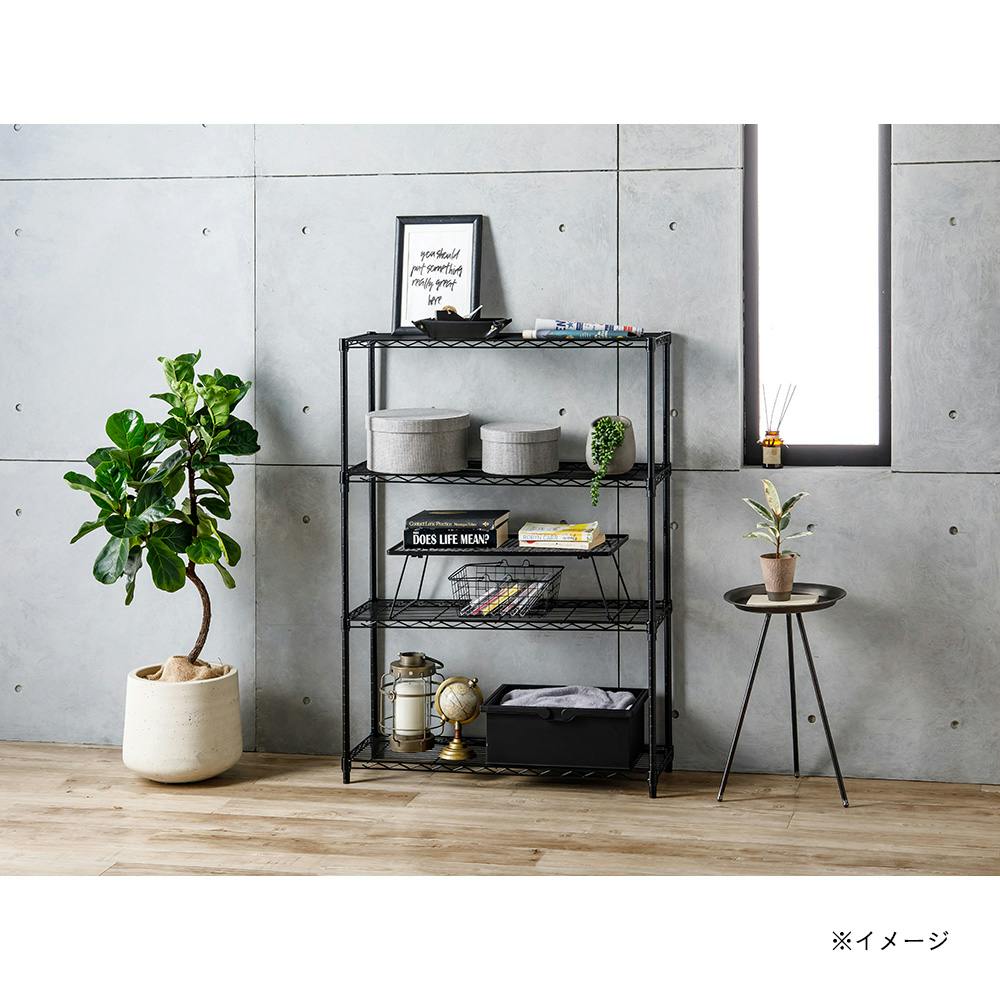 ラタン製4段シェルフ 天然木 アイアン 4段ラック 幅87 奥行40 棚 ラック シェルフ 木製