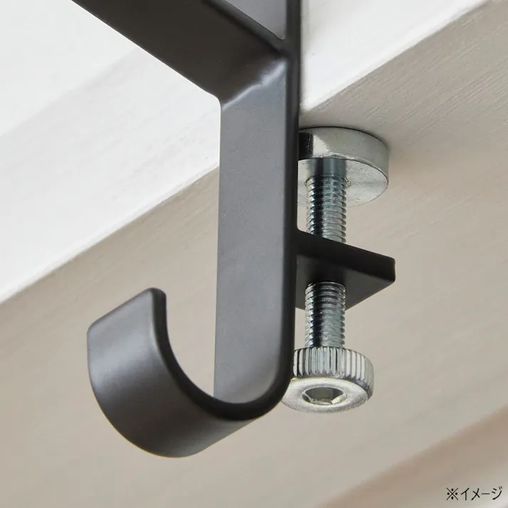 取付け簡単 ドア枠・鴨居用 室内物干しフック 2個入 ブラック