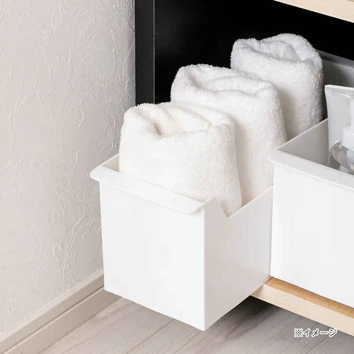 積み重ねできる出し入れしやすい コロ付きランドリー用BOX ホワイト