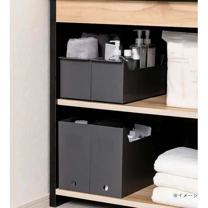 持ち運びやすくシンク下でも取り出しやすい ランドリー用BOX グレー