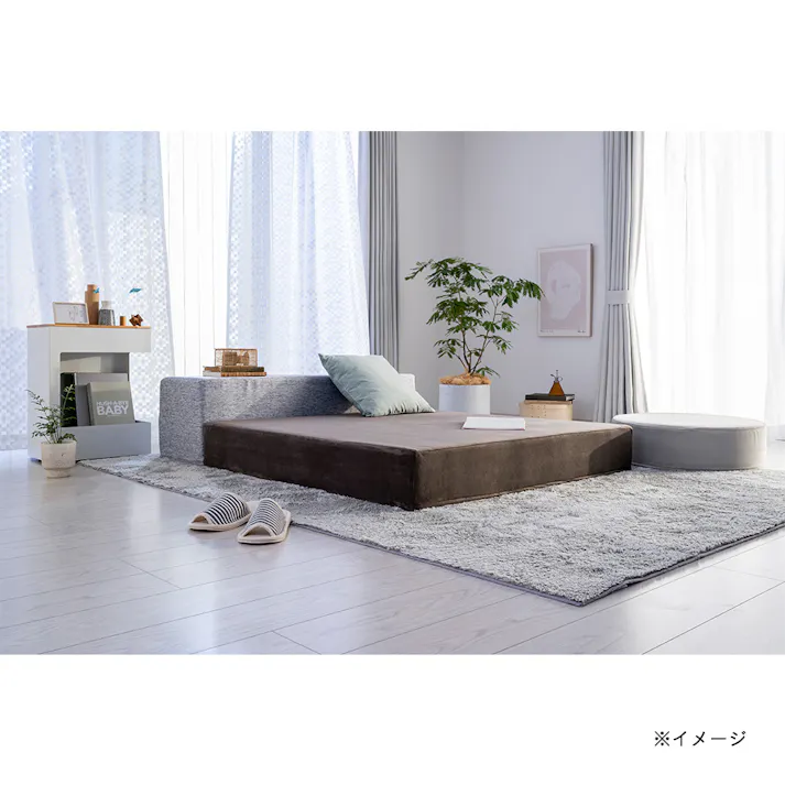 ブロックソファカバー&Pet モカ 幅120cm 奥行120cm 高さ18cm 制菌防臭加工 爪の引っかきに強い ソファーカバー (カバーのみ)【別送品】