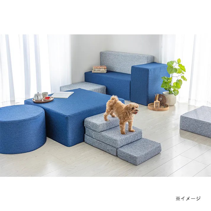 ブロックソファカバー&Pet ネイビー 幅60cm 奥行120cm 高さ36cm 制菌防臭加工 爪の引っかきに強い ソファーカバー (カバーのみ)【別送品】